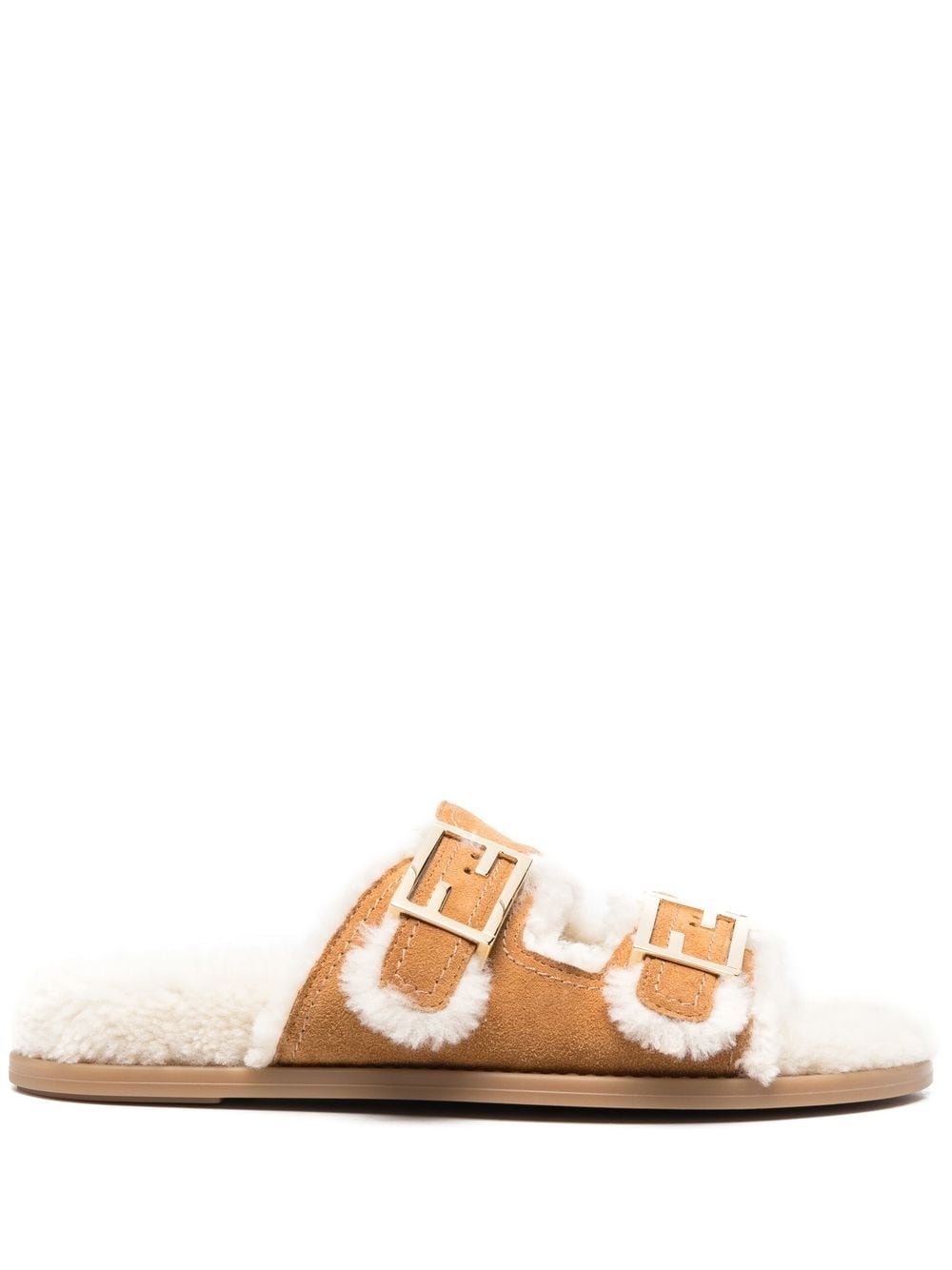 FENDI shearling-lined sandals Neutrals