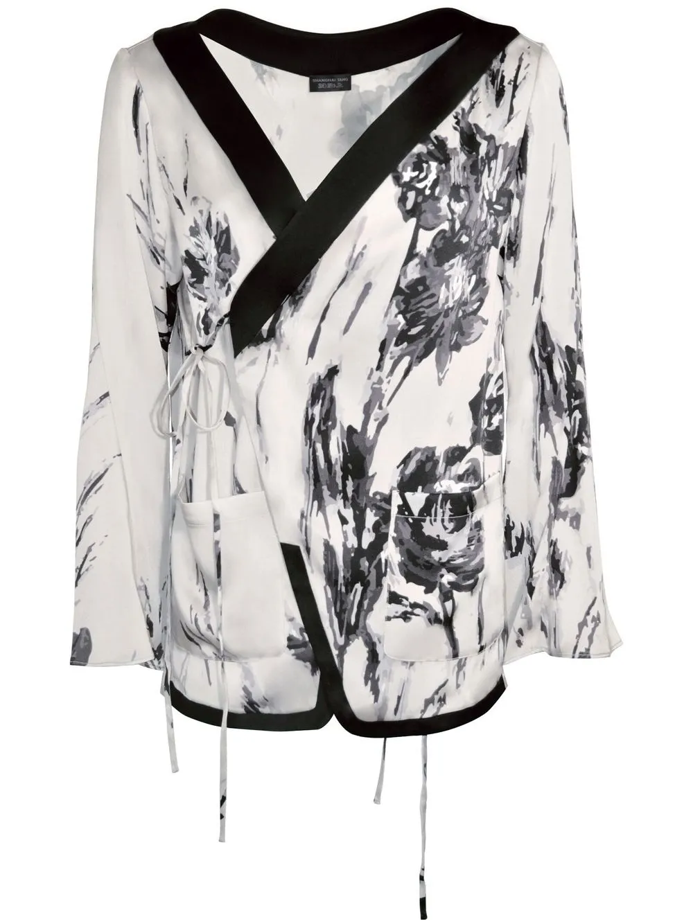 

Shanghai Tang silk floral-print blouse - Grey