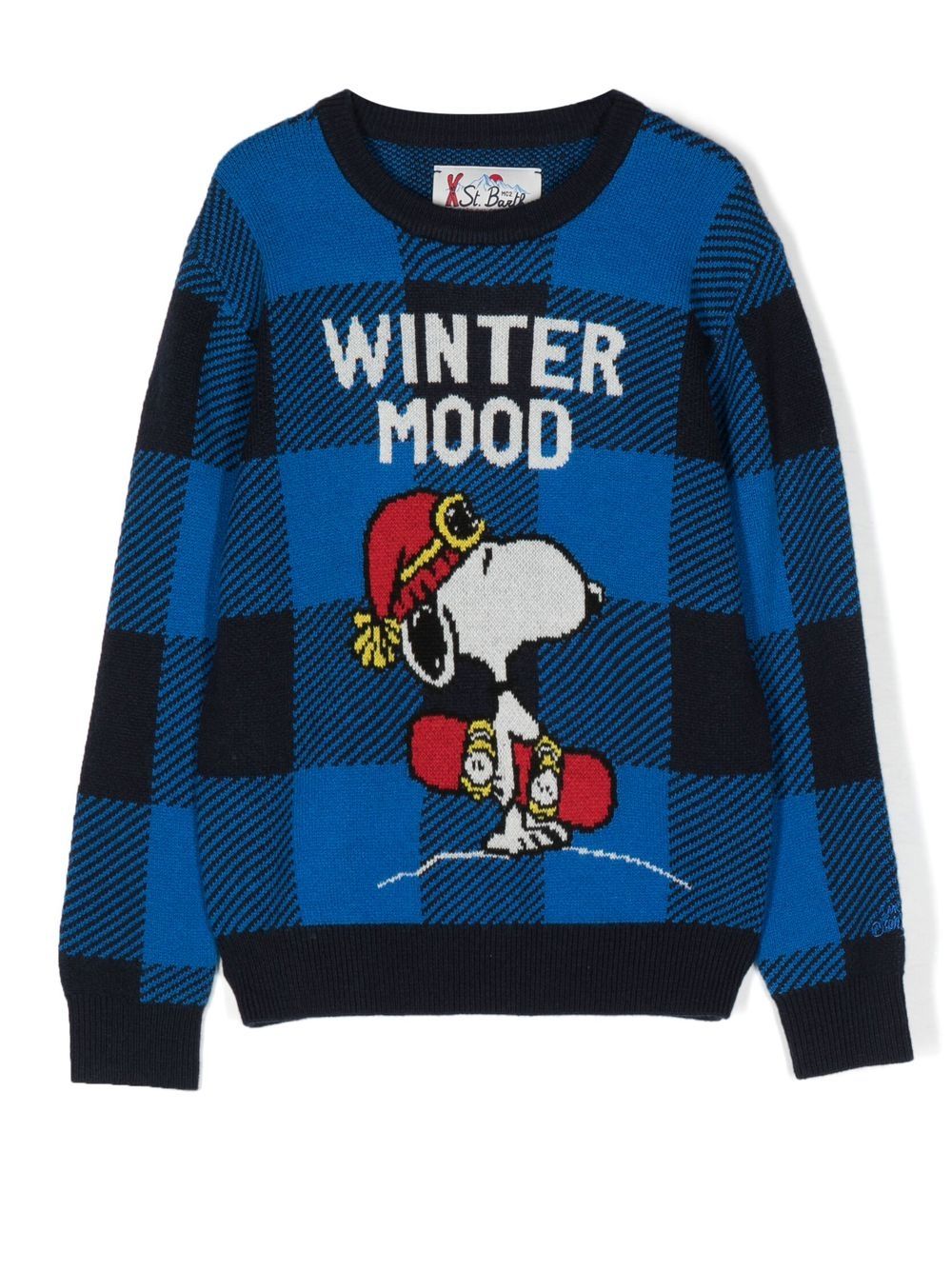 

MC2 Saint Barth Kids suéter tejido con motivo Snoopy snowboarding - Azul