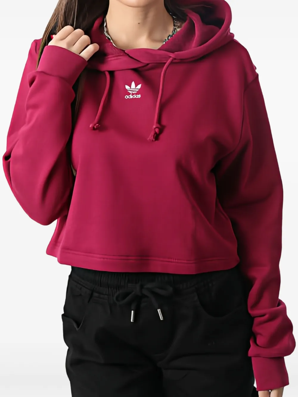 adidas logo-embroidered hoodie - Rosso