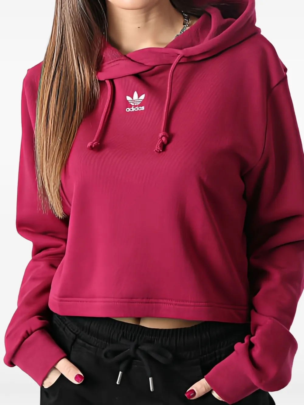 adidas logo-embroidered hoodie Rood