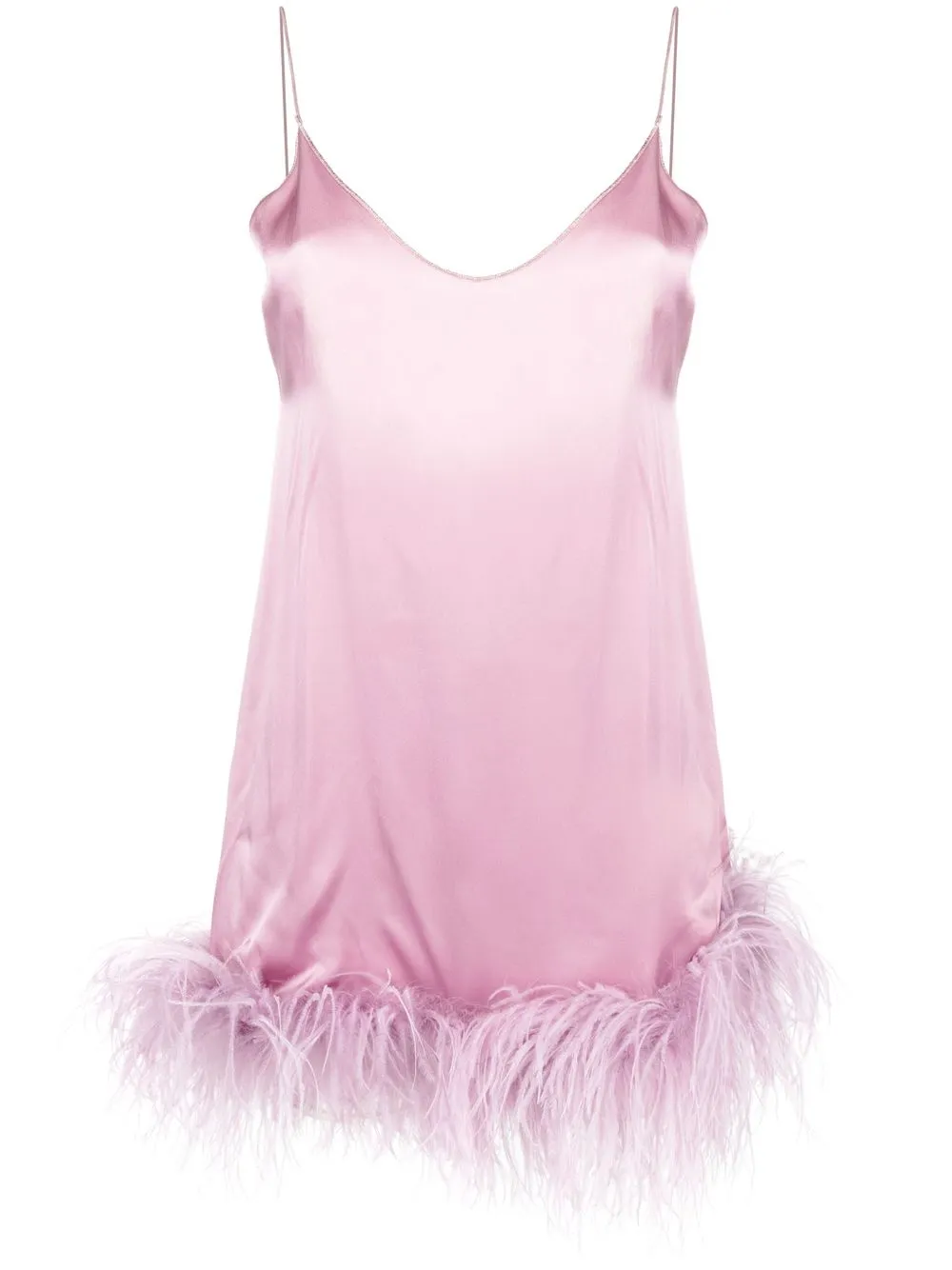 

Oséree feather-trim silk dress - Rosado