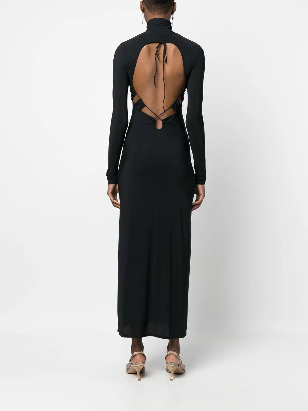 Amazuìn Backless longsleeved Maxi Dress Farfetch