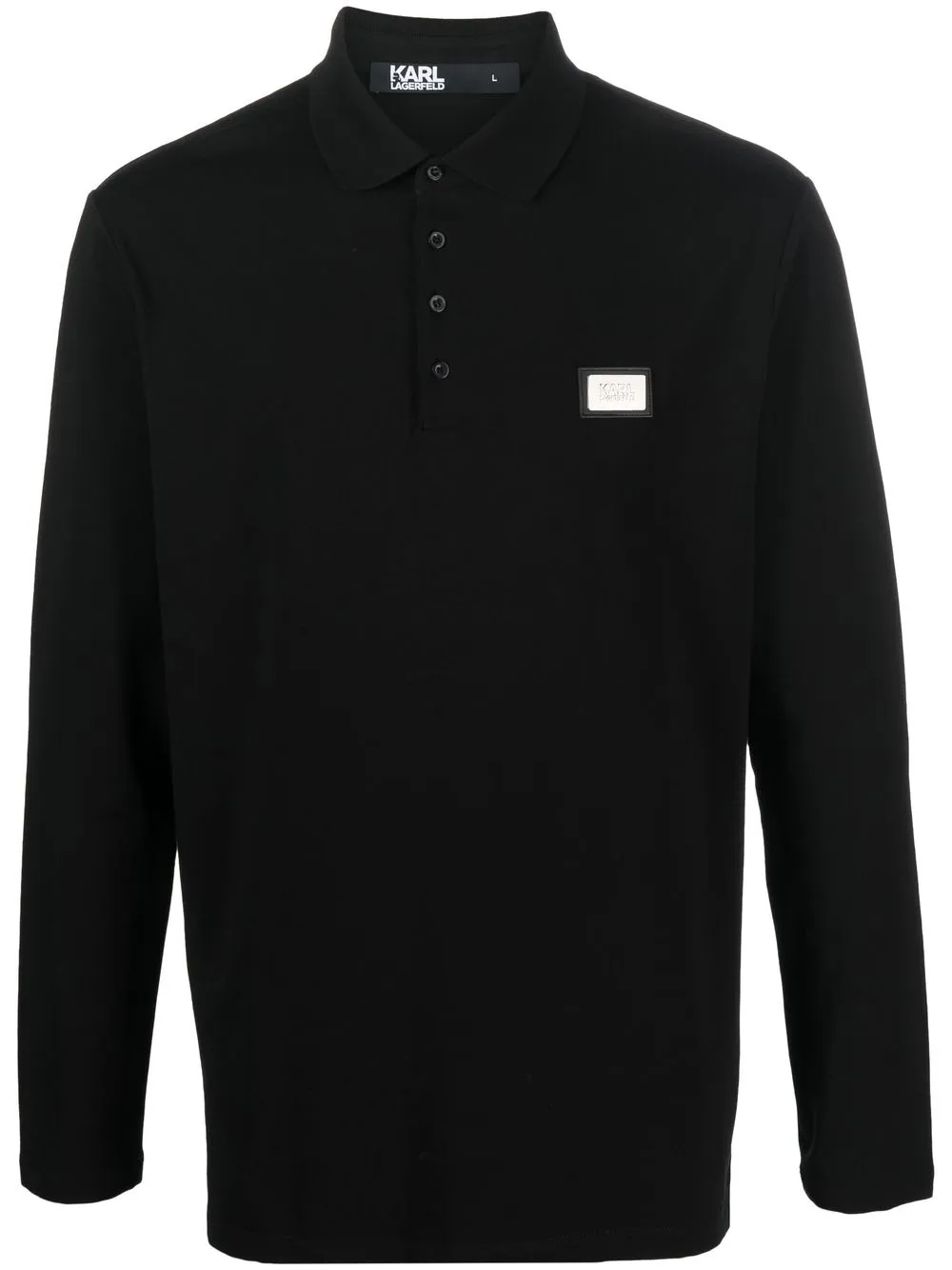 

Karl Lagerfeld playera tipo polo con parche del logo - Negro