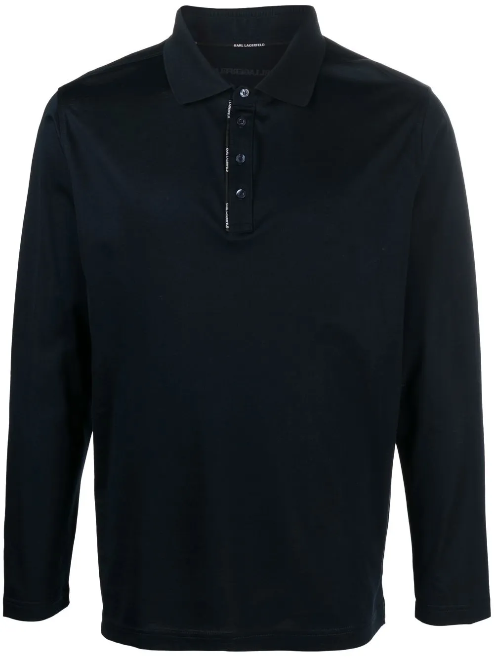 

Karl Lagerfeld playera tipo polo manga larga - Azul
