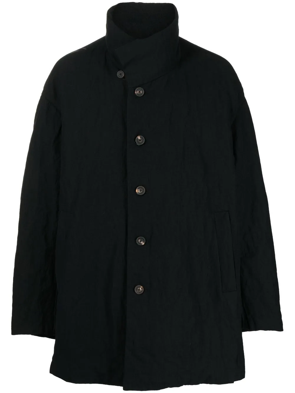 

Ziggy Chen funnel neck button-up jacket - Black