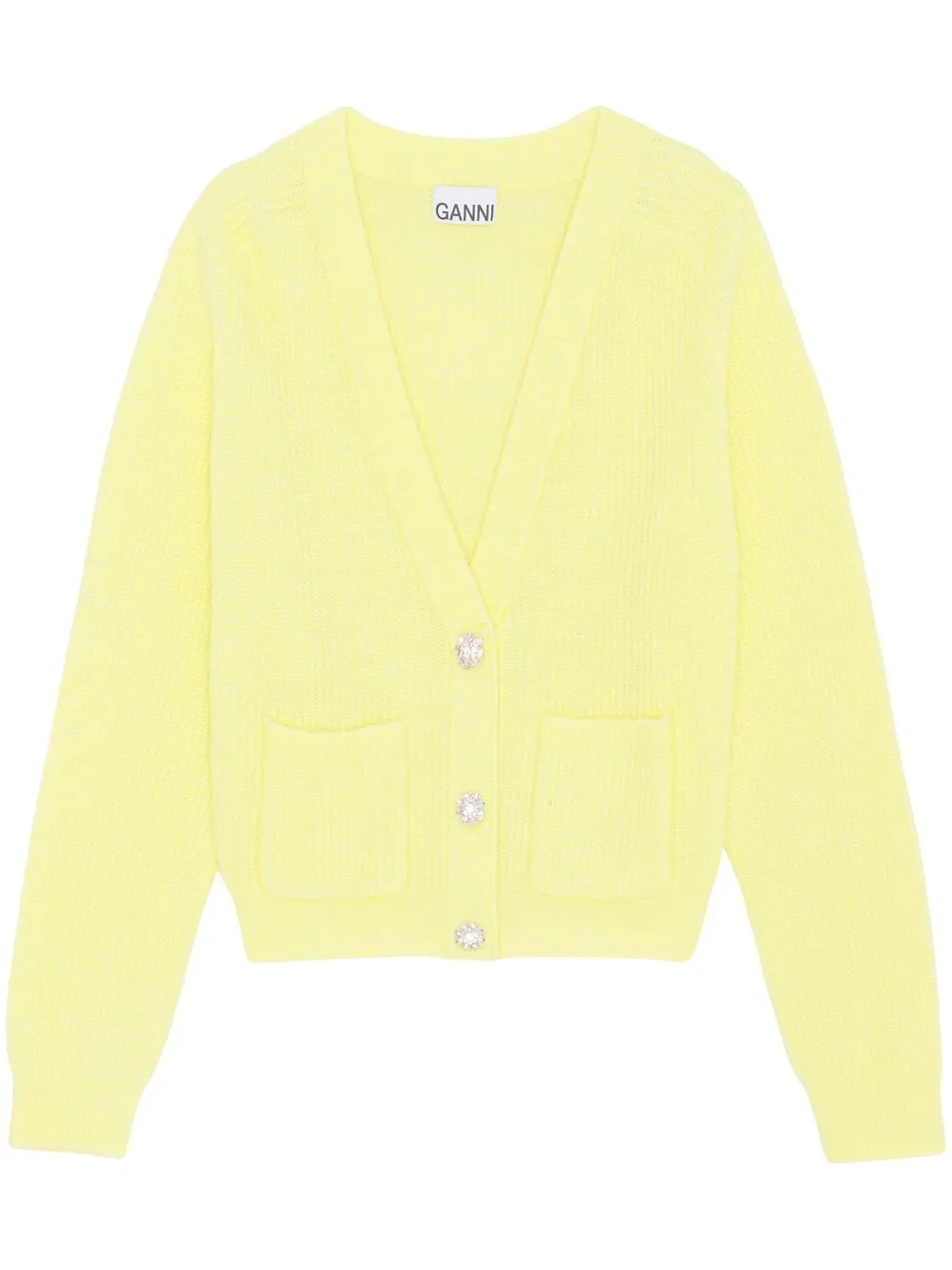 

GANNI V-neck wool cardigan - Yellow