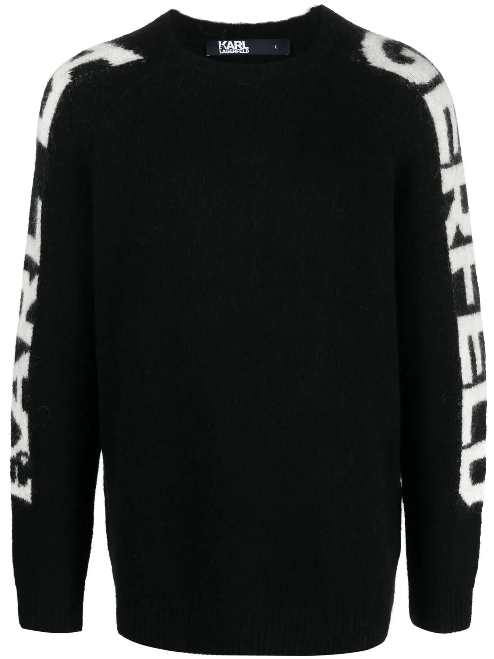 

Karl Lagerfeld intarsia-logo crew-neck jumper - Black