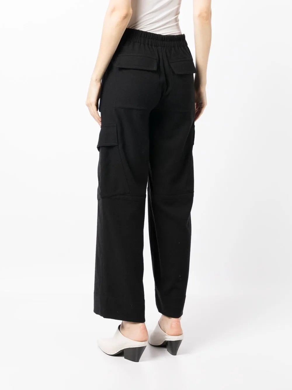 Vince Flannel Wide Leg Raver Wool-blend Pant In Black