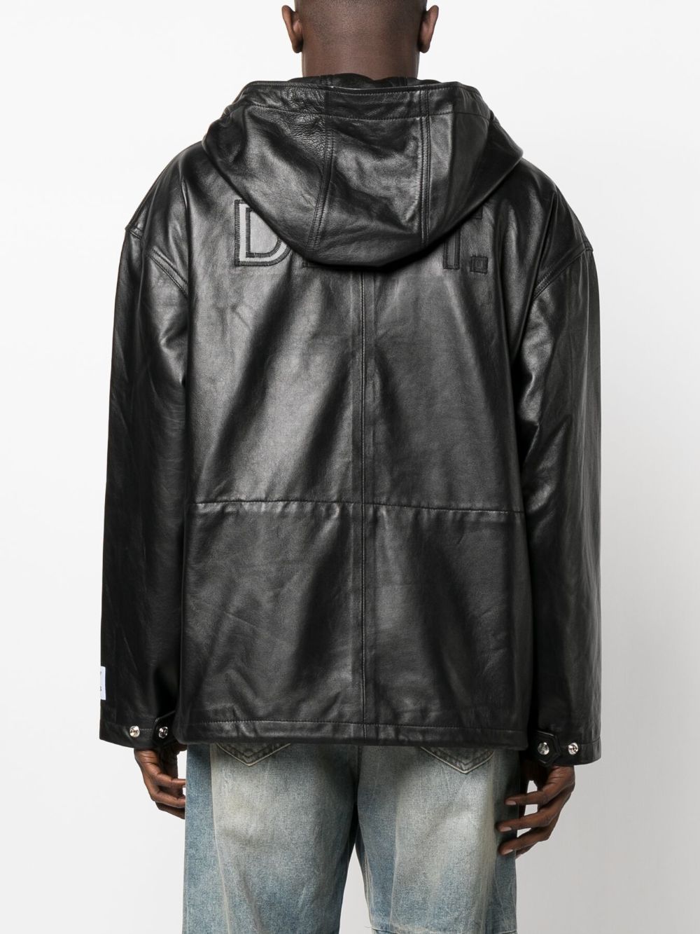 Shop Gallery Dept. Logo-appliqué Leather Hooded Jacket In Black