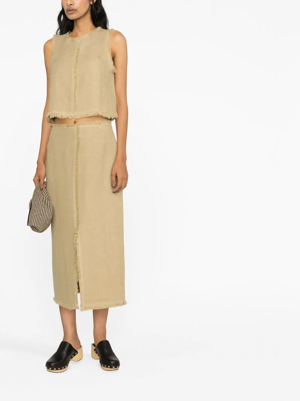 Missing You Already Midi-rok met franje - Beige