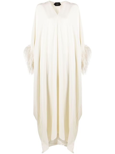 Taller Marmo feather-cuffs long dress
