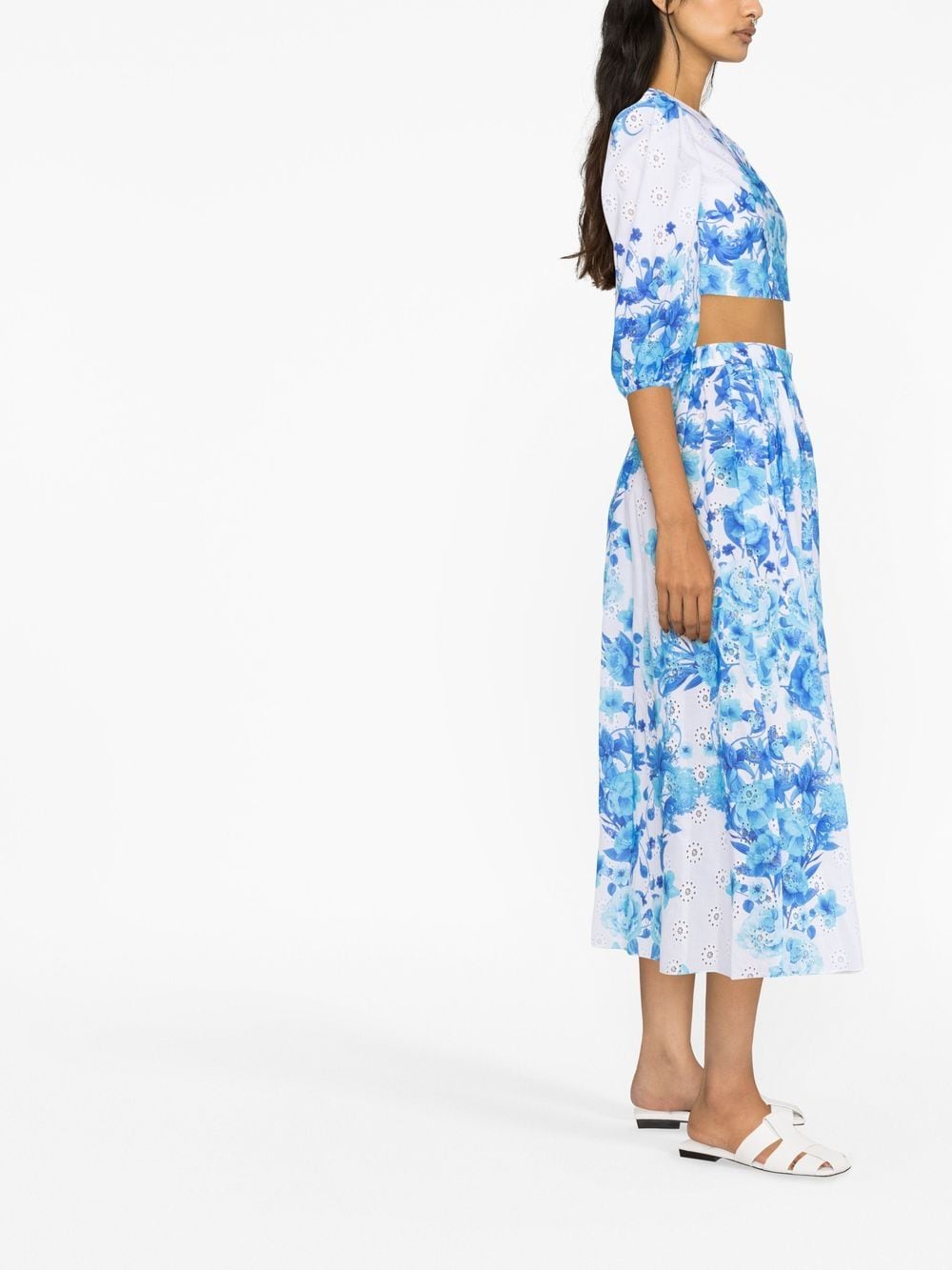 Shop Borgo De Nor Rhea Floral-print Skirt In Weiss