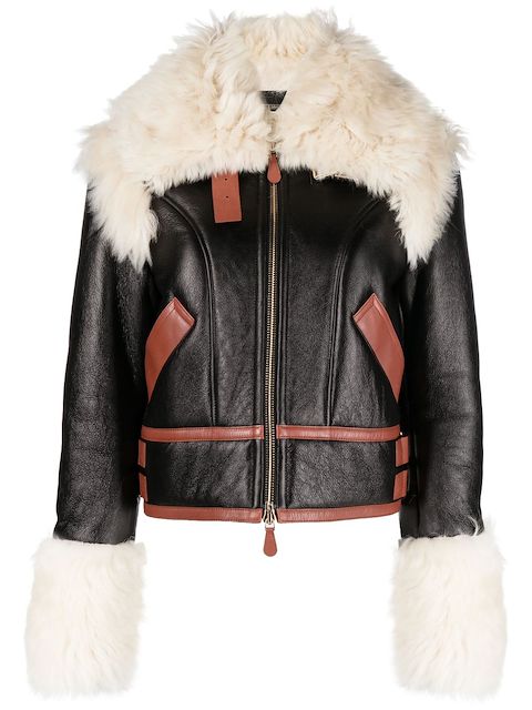 Chloé shearling-trim panelled coat