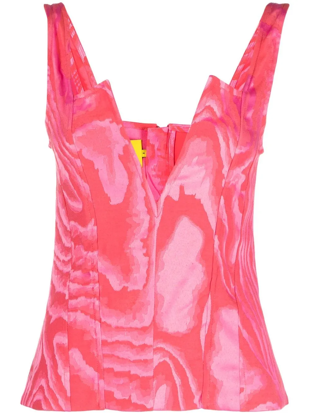 

Marques'Almeida abstract-print V-neck corset - Pink