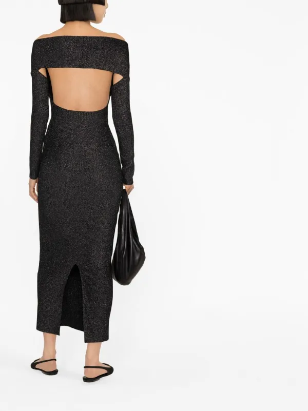 knee length dresses for ladies Khari Black High-Neck Twisted Maxi Dress With Drape – Club L London main image 0