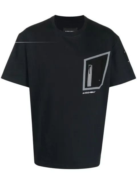 A-COLD-WALL* asymmetric-pocket logo-print T-shirt