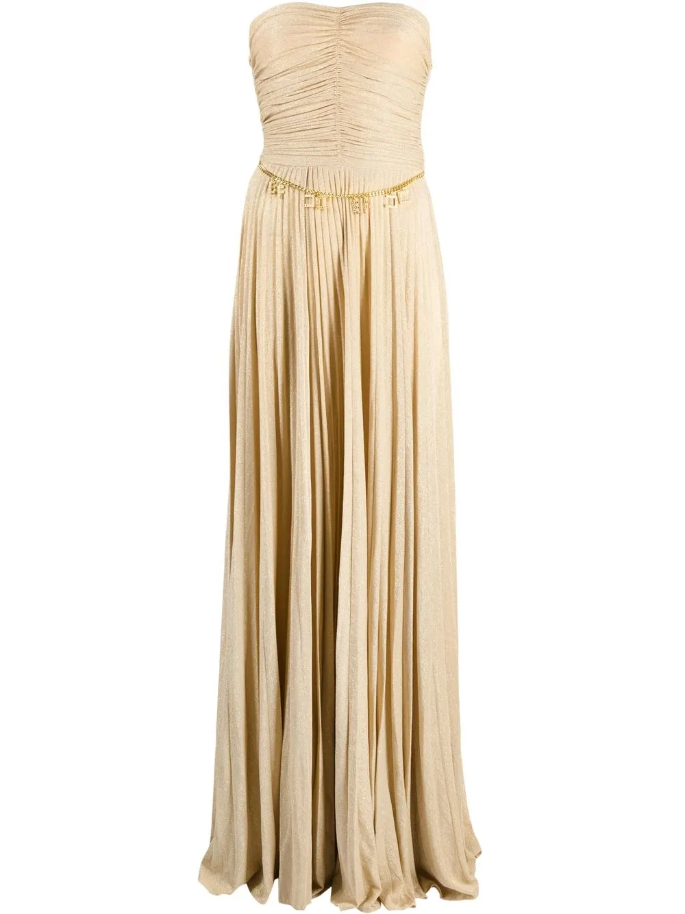 

Elisabetta Franchi logo-charm strapless gown - Neutrals