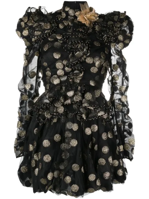 Confetti puff-sleeves dress