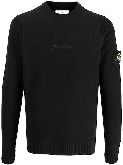 Stone Island Compass-patch knit jumper black | MODES
