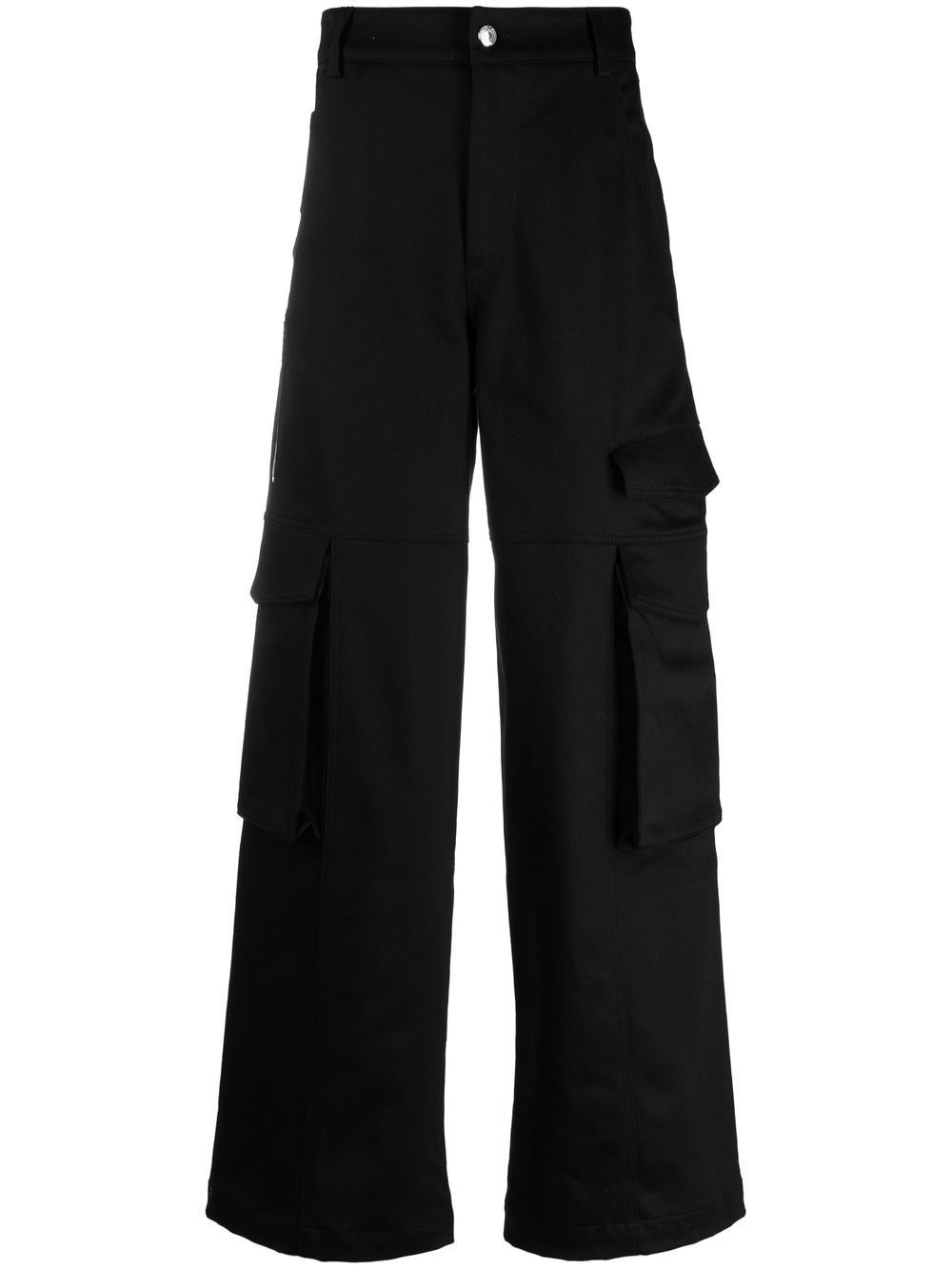 Shop Gcds Logo-patch Cargo Trousers In Black