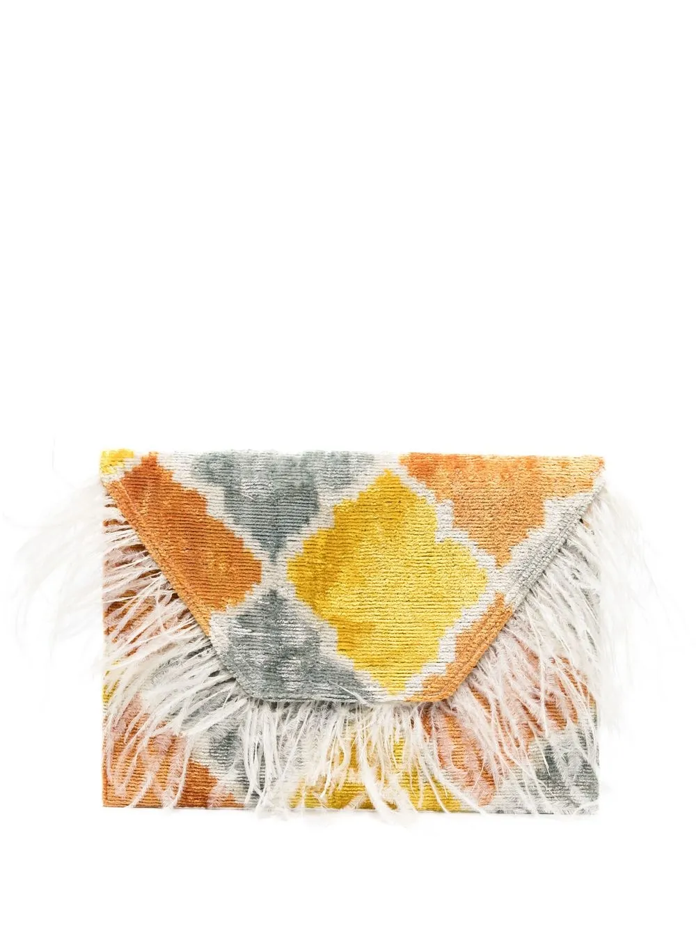 

la milanesa feather-trim clutch bag - Grey