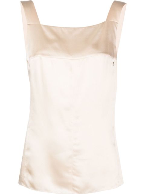 CHANEL 2010 CC square-neck sleeveless silk top Women