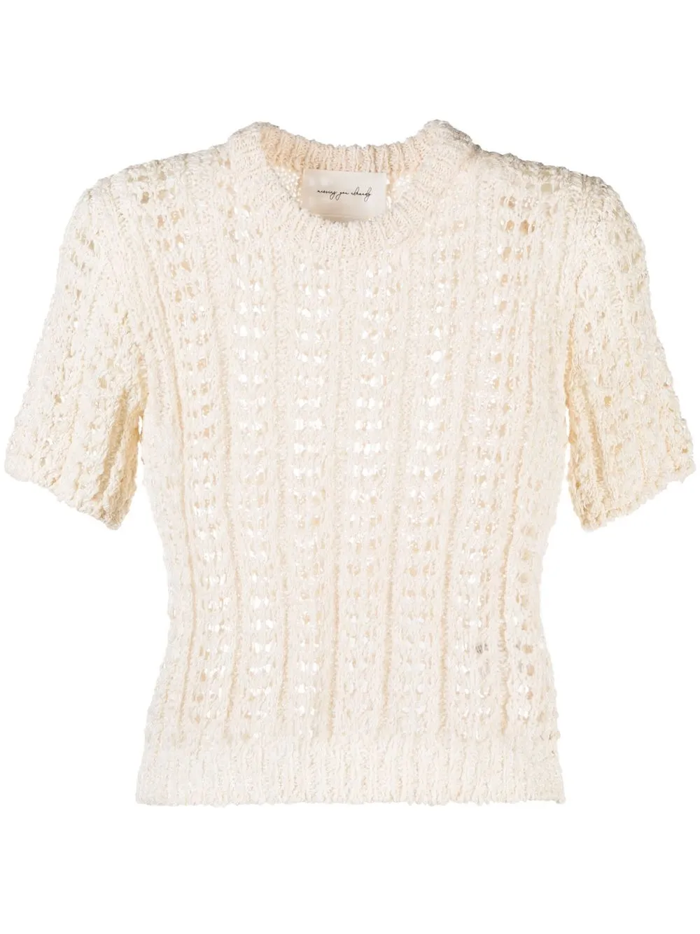 

Missing You Already crochet-knit short-sleeve top - Neutrals