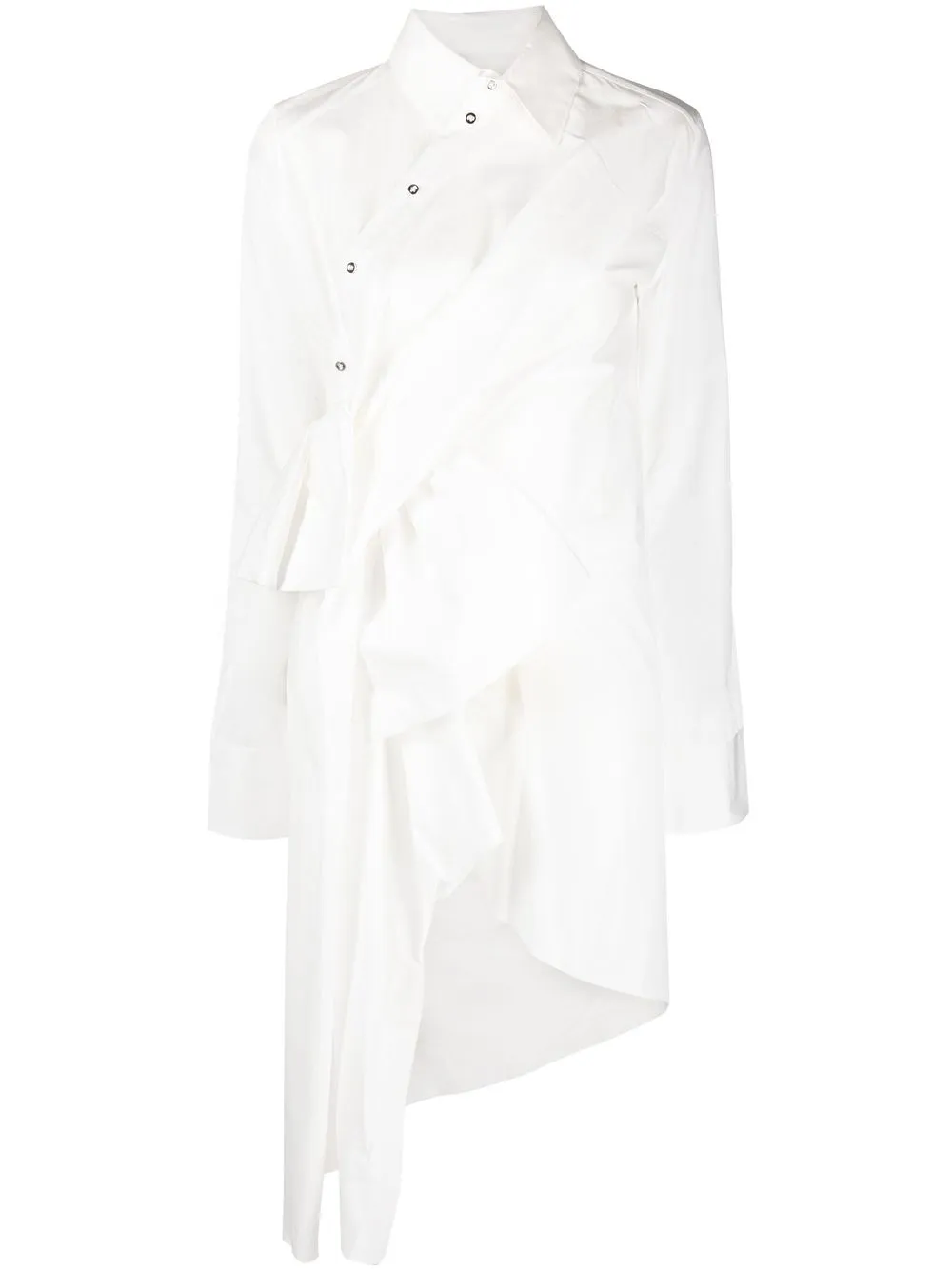 marques'almeida robe-chemise à détail de nœud - blanc