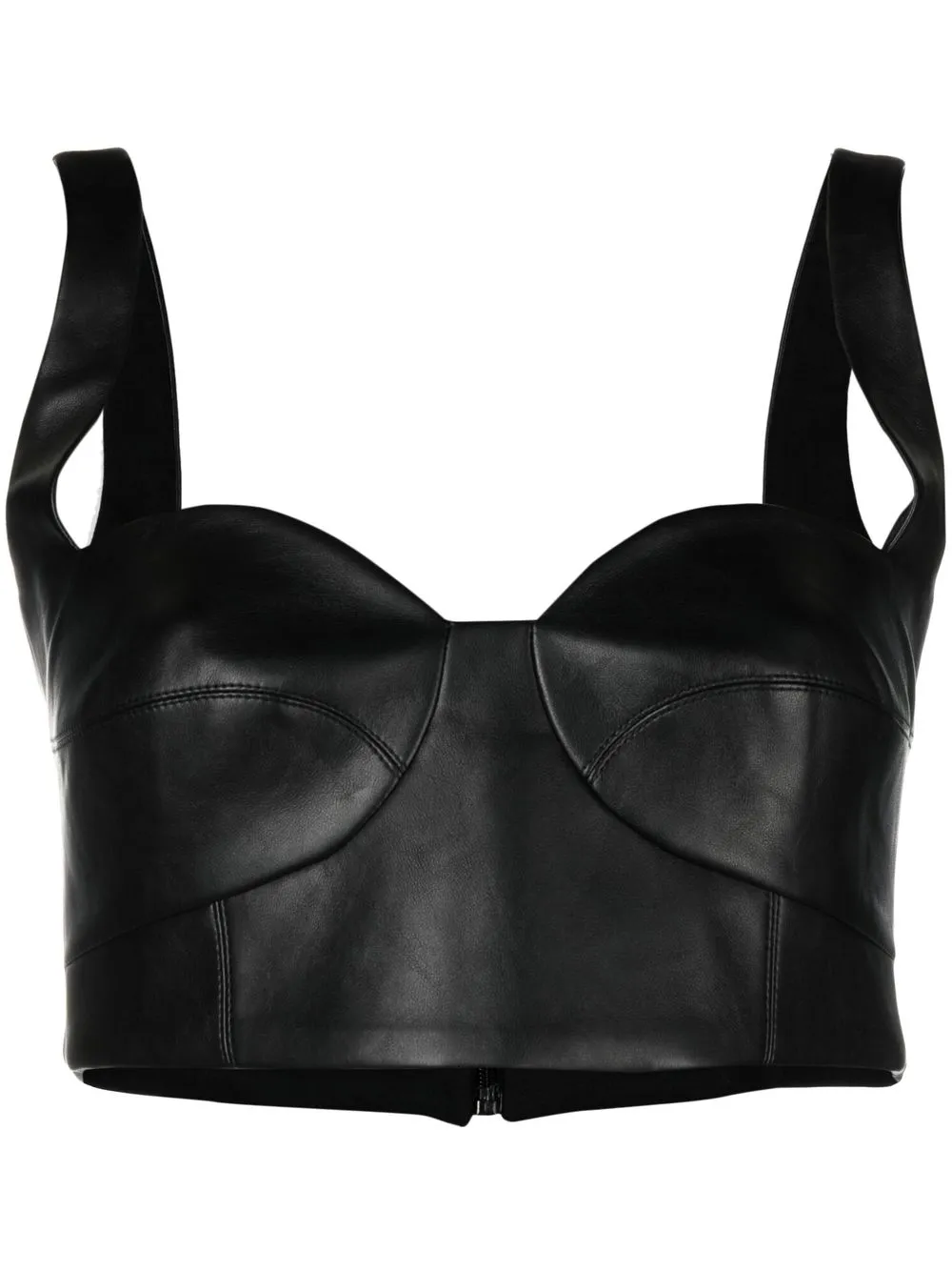 Anouki Faux-leather Corset Top In Black