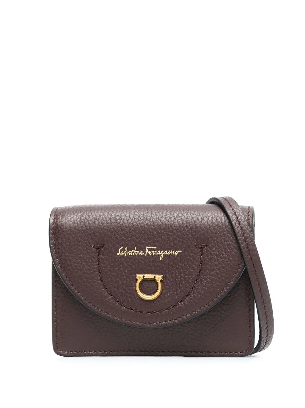 

Ferragamo Gancini plaque leather mini bag - Brown