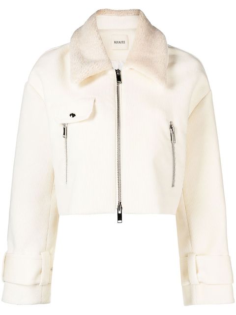 KHAITE faux-shearling collar jacket