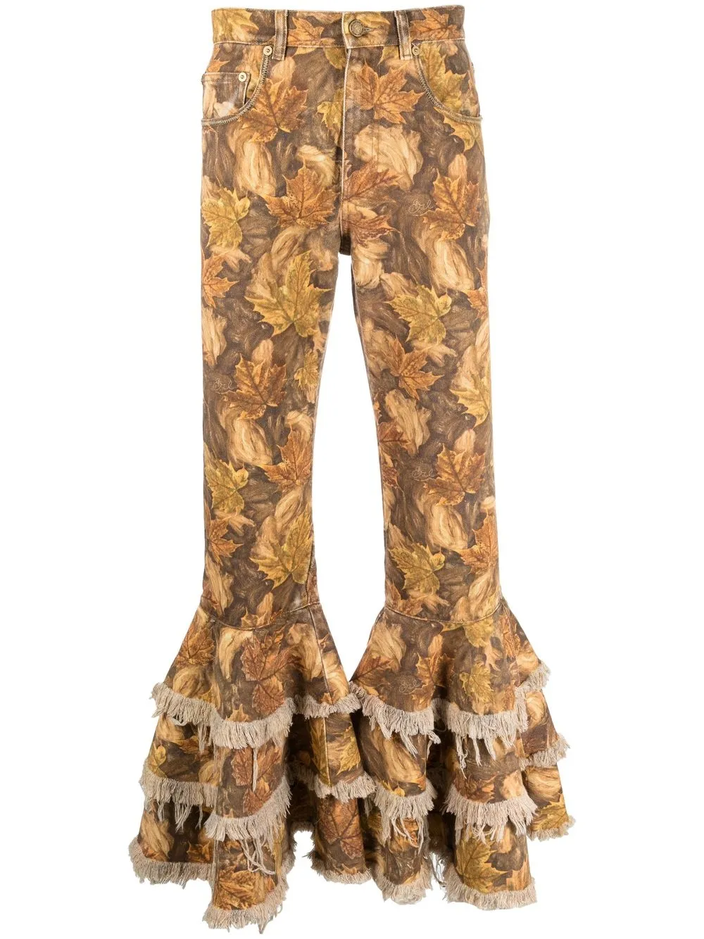 

ERL floral-print flared trousers - Brown