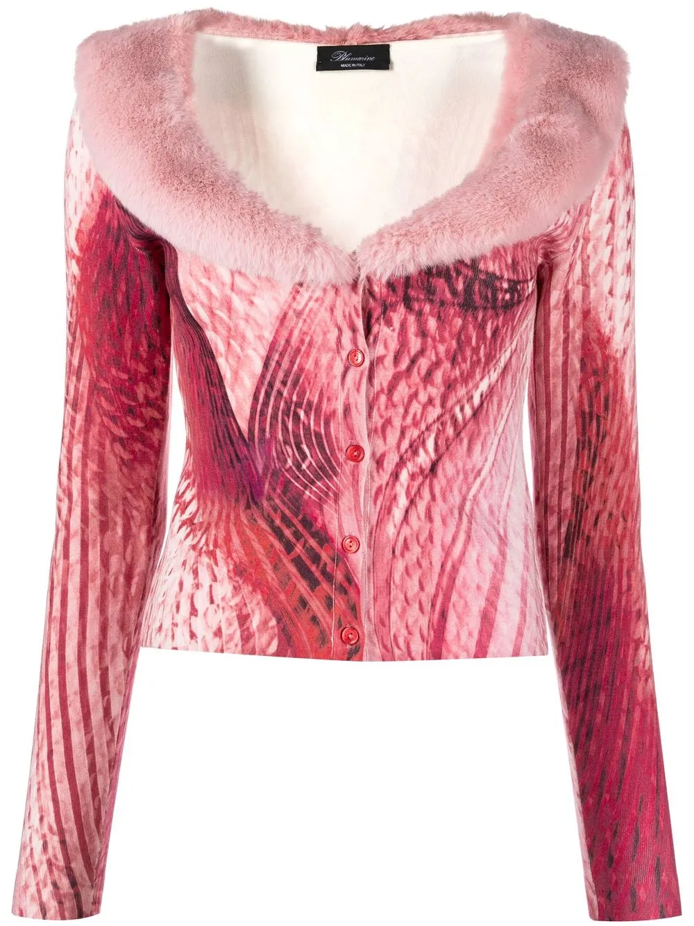 

Blumarine fur-trimmed cardigan - Pink