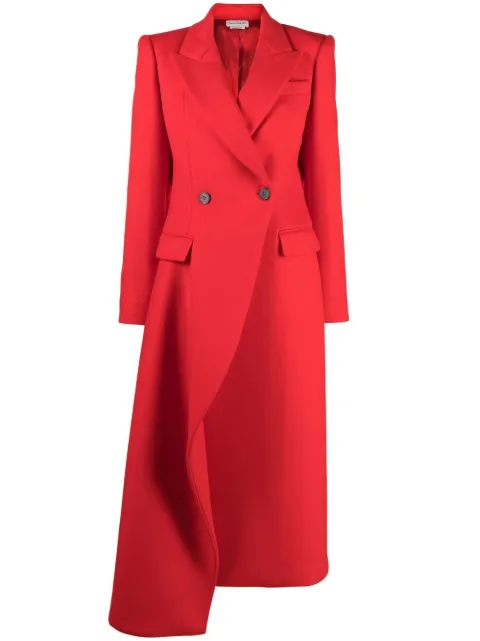 Alexander McQueen double-breasted asymmetric wool coat