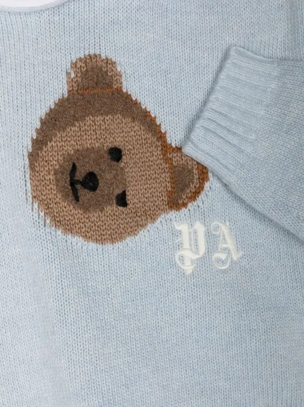 Palm Angels Kids bear-embroidered Collared Jumper Blue FARFETCH AE