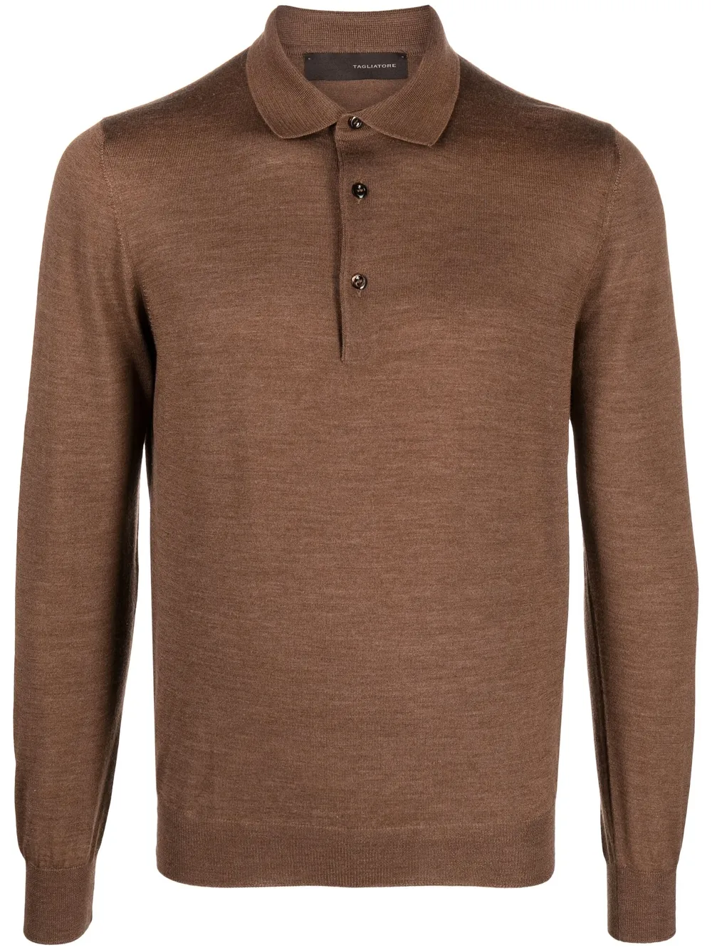 

Tagliatore long-sleeve fine-knit polo shirt - Brown