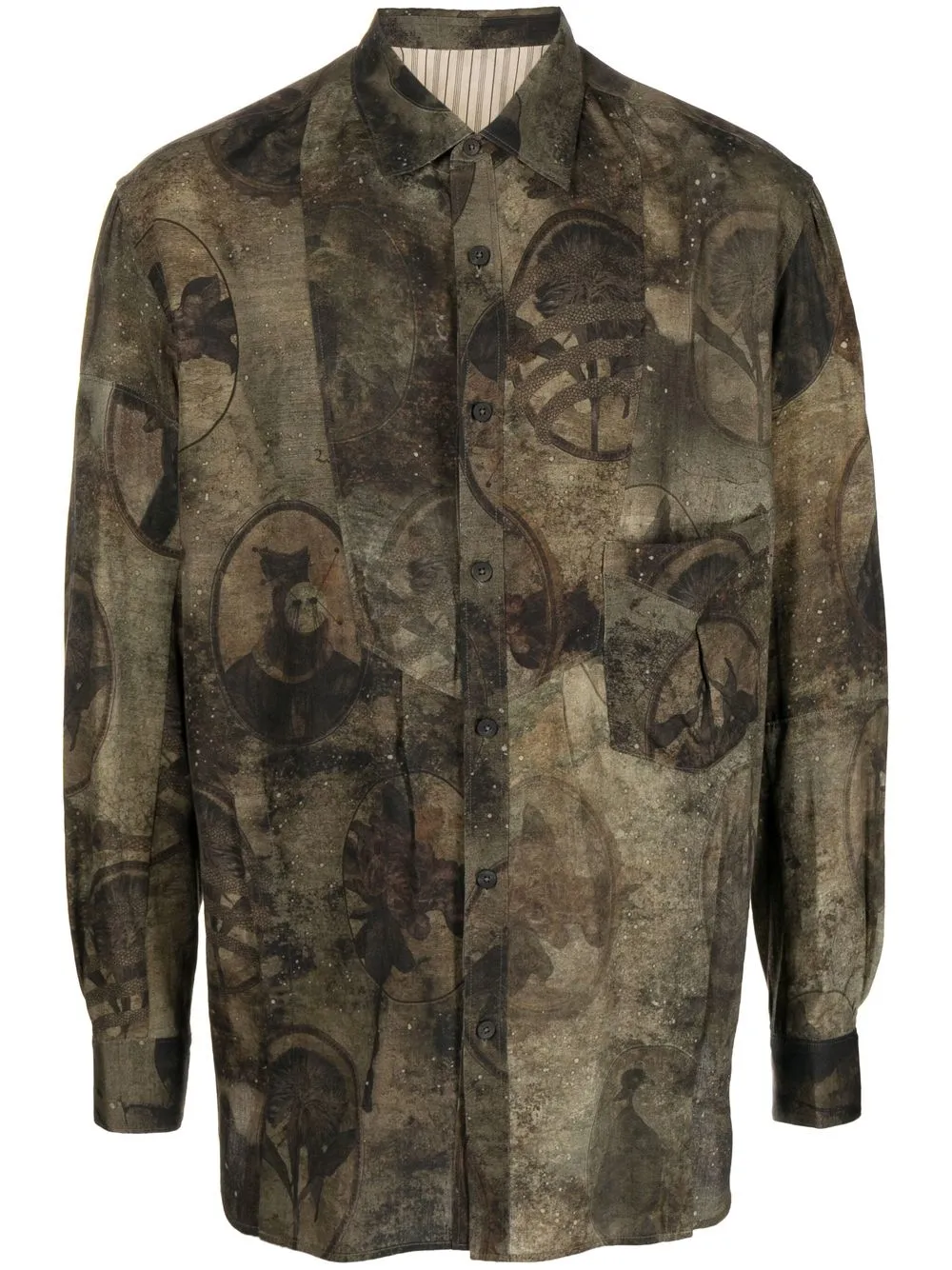 

Ziggy Chen graphic-print button-up shirt - Green
