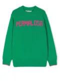MC2 Saint Barth Kids embroidered slogan wool hoodie - Green