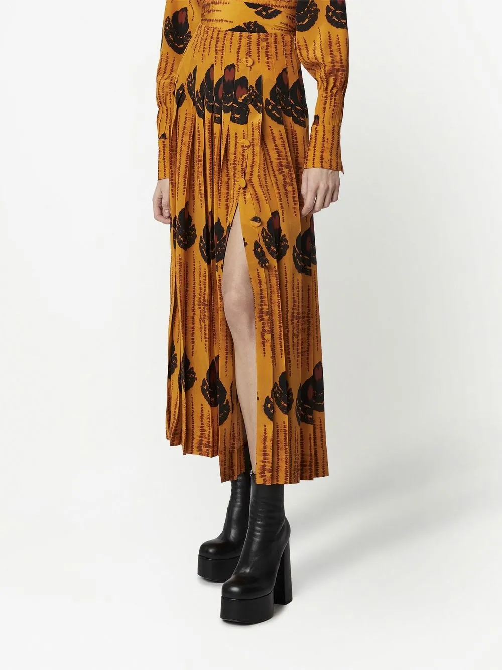 Patterned Pleated Skirt