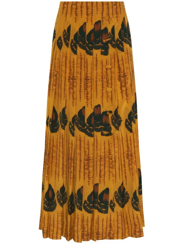 Altuzarra Patterned Pleated Skirt in Orange