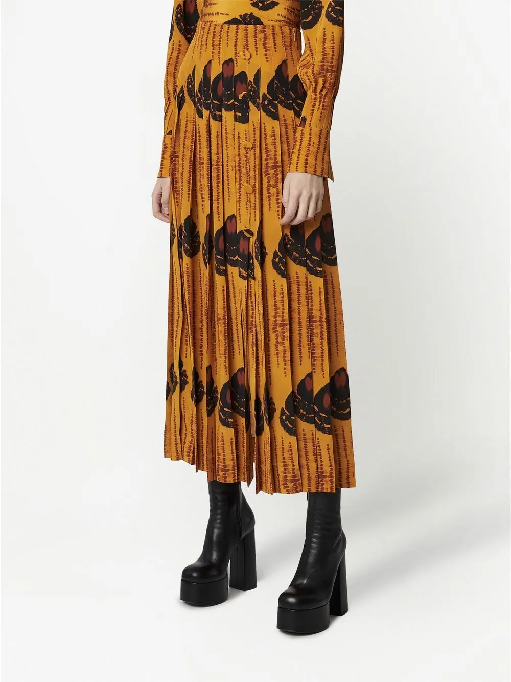 Patterned Pleated Skirt
