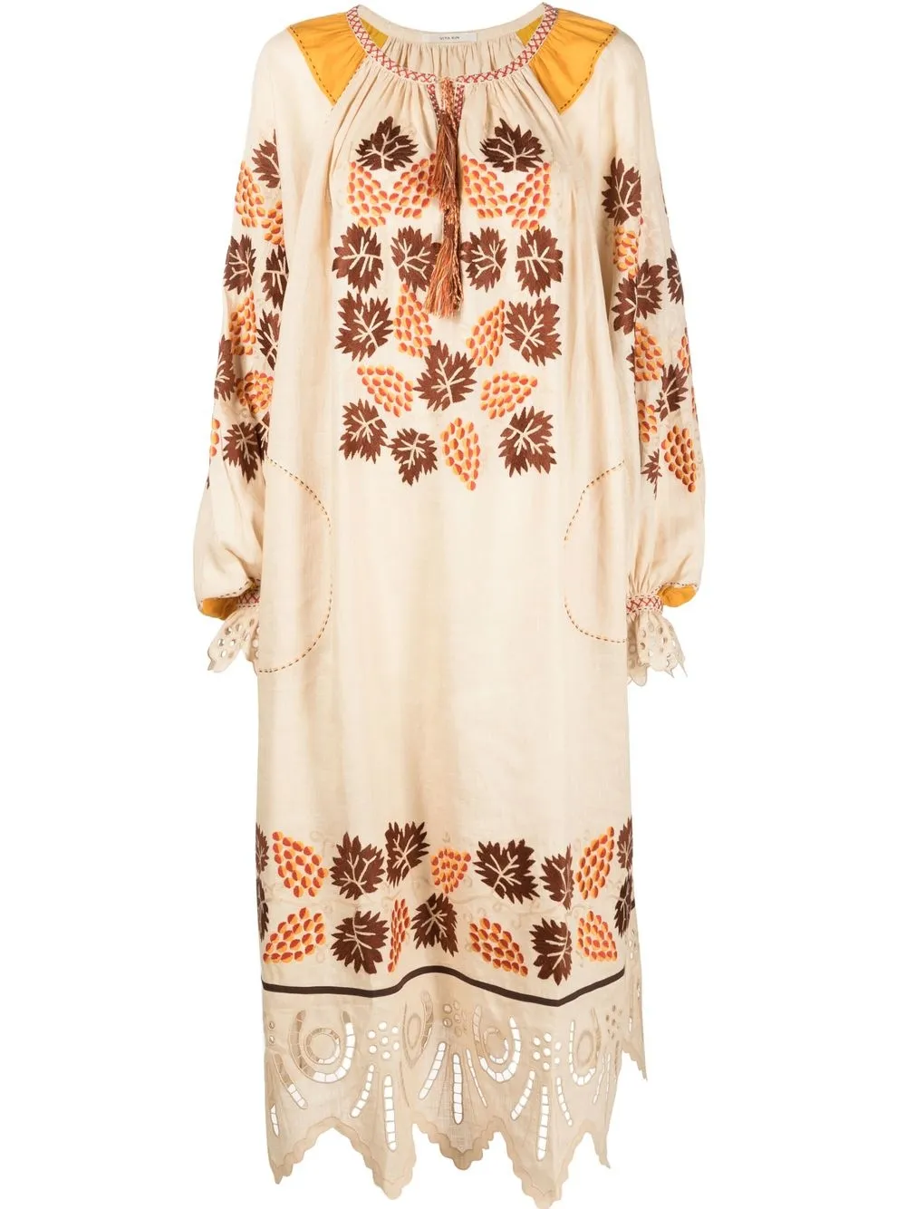 

Vita Kin embroidered linen midi dress - Neutrals