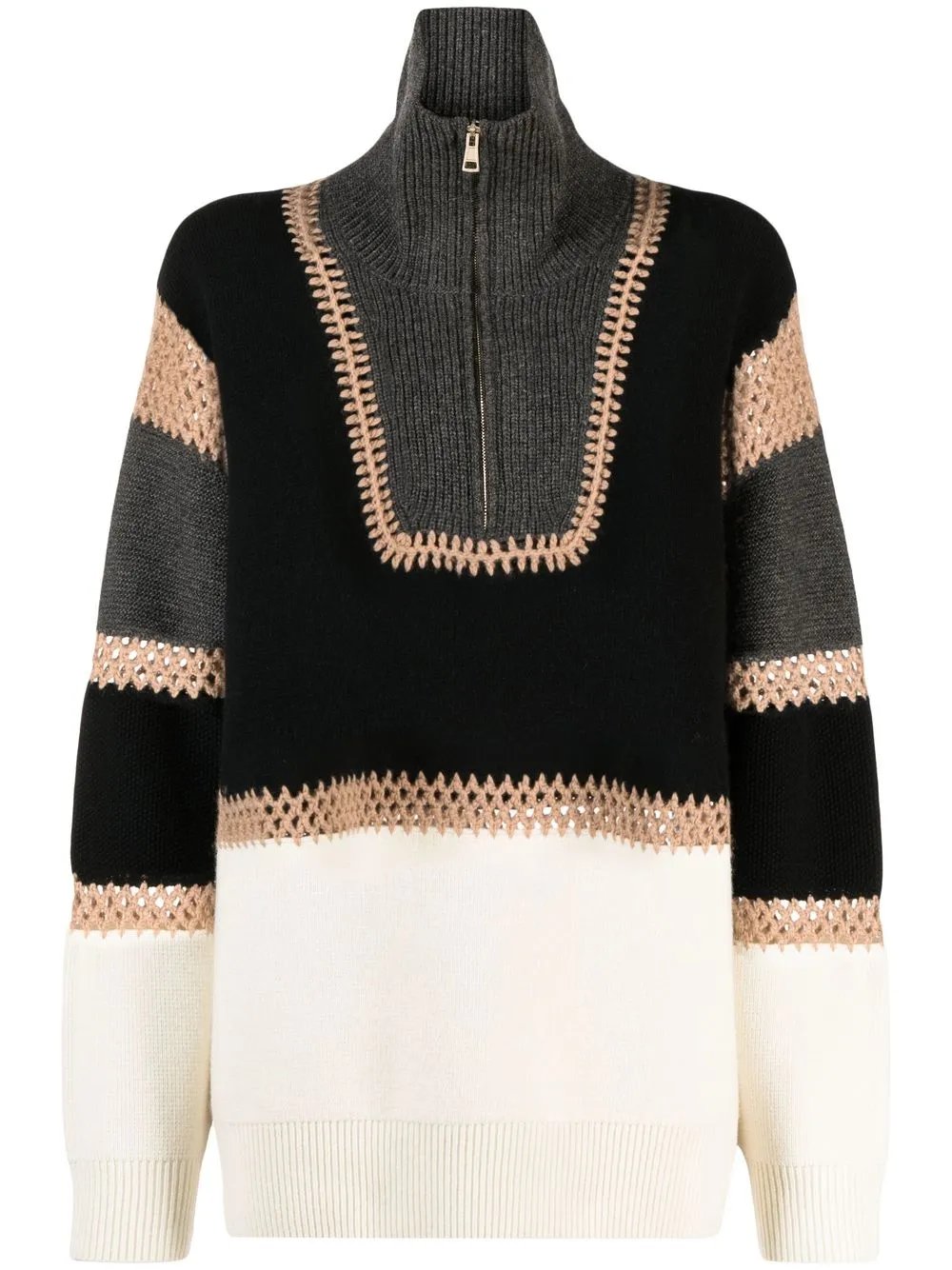 

Chloé panelled front-zip jumper - Black