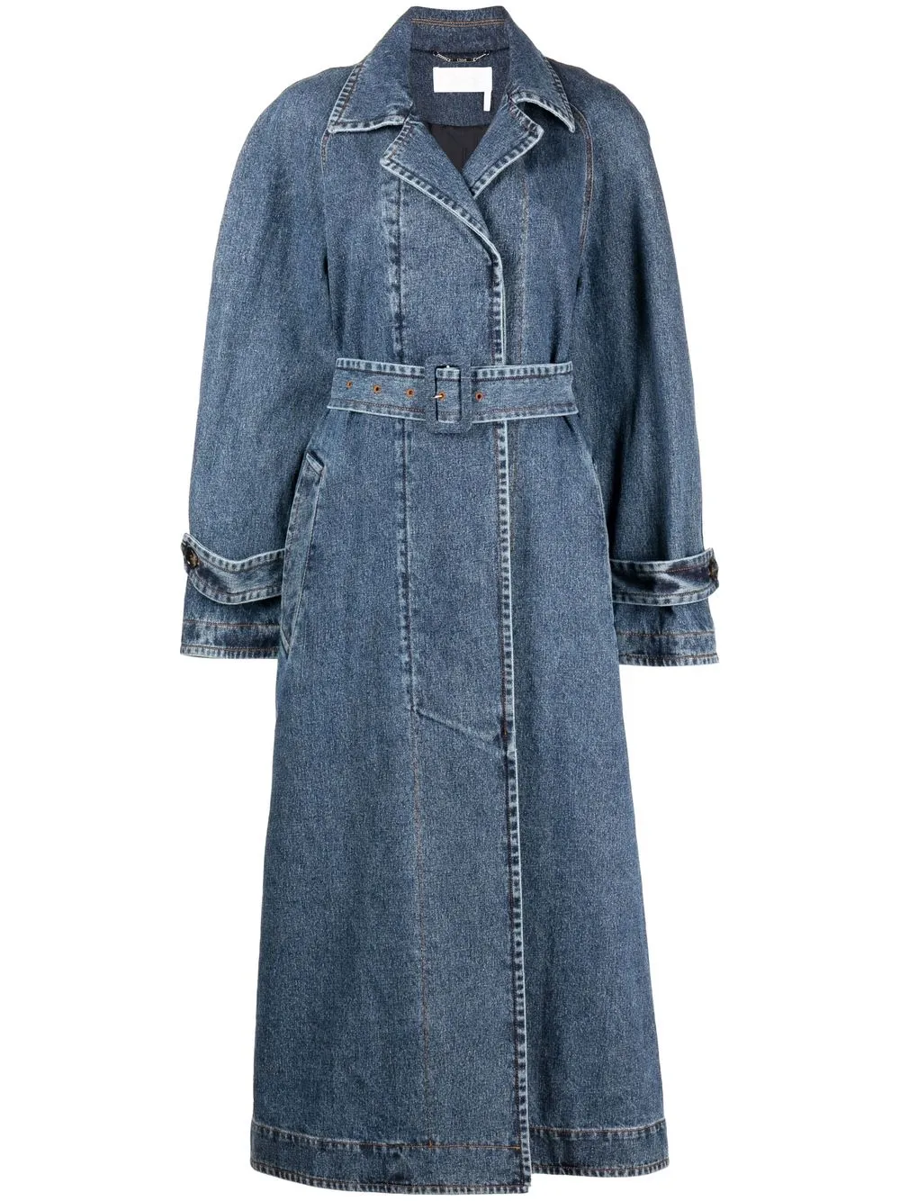 

Chloé cotton-hemp denim trench coat - Blue