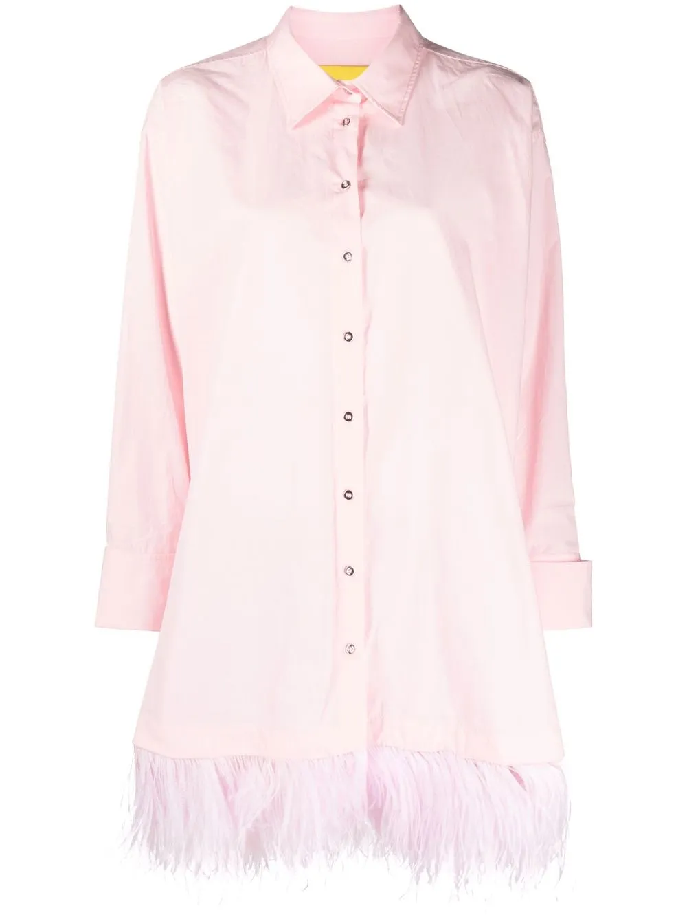 Marques' Almeida Feather Shirt Dress In Pink