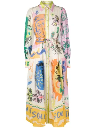 ALEMAIS graphic-print long-sleeve Dress - Farfetch