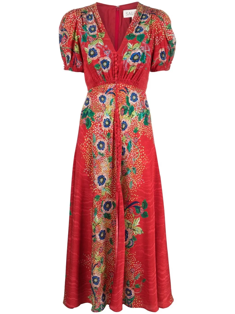 

Saloni Lea floral-print midi dress - Red