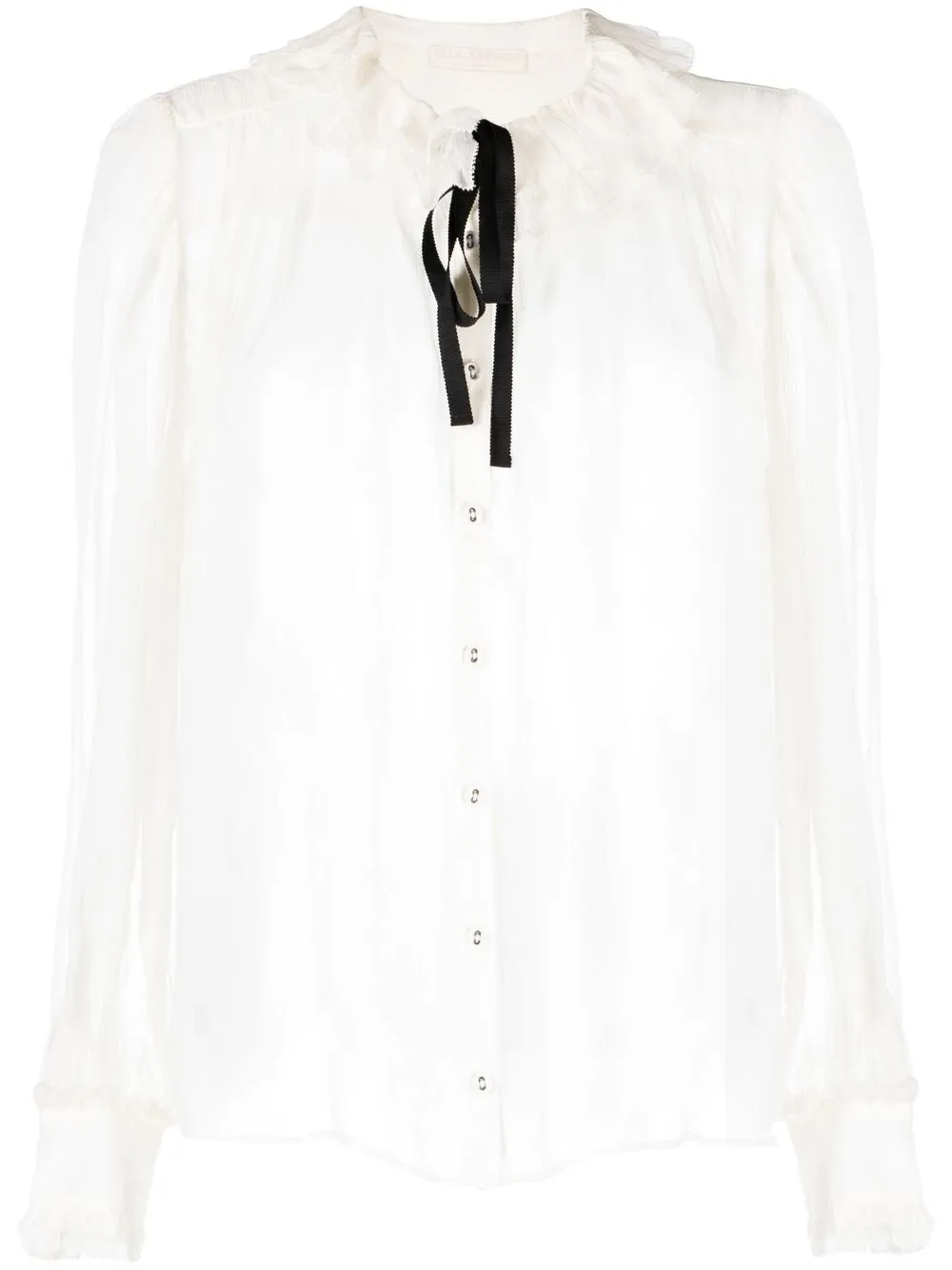 

Ulla Johnson blusa Pippa con lazo en el frente - Blanco