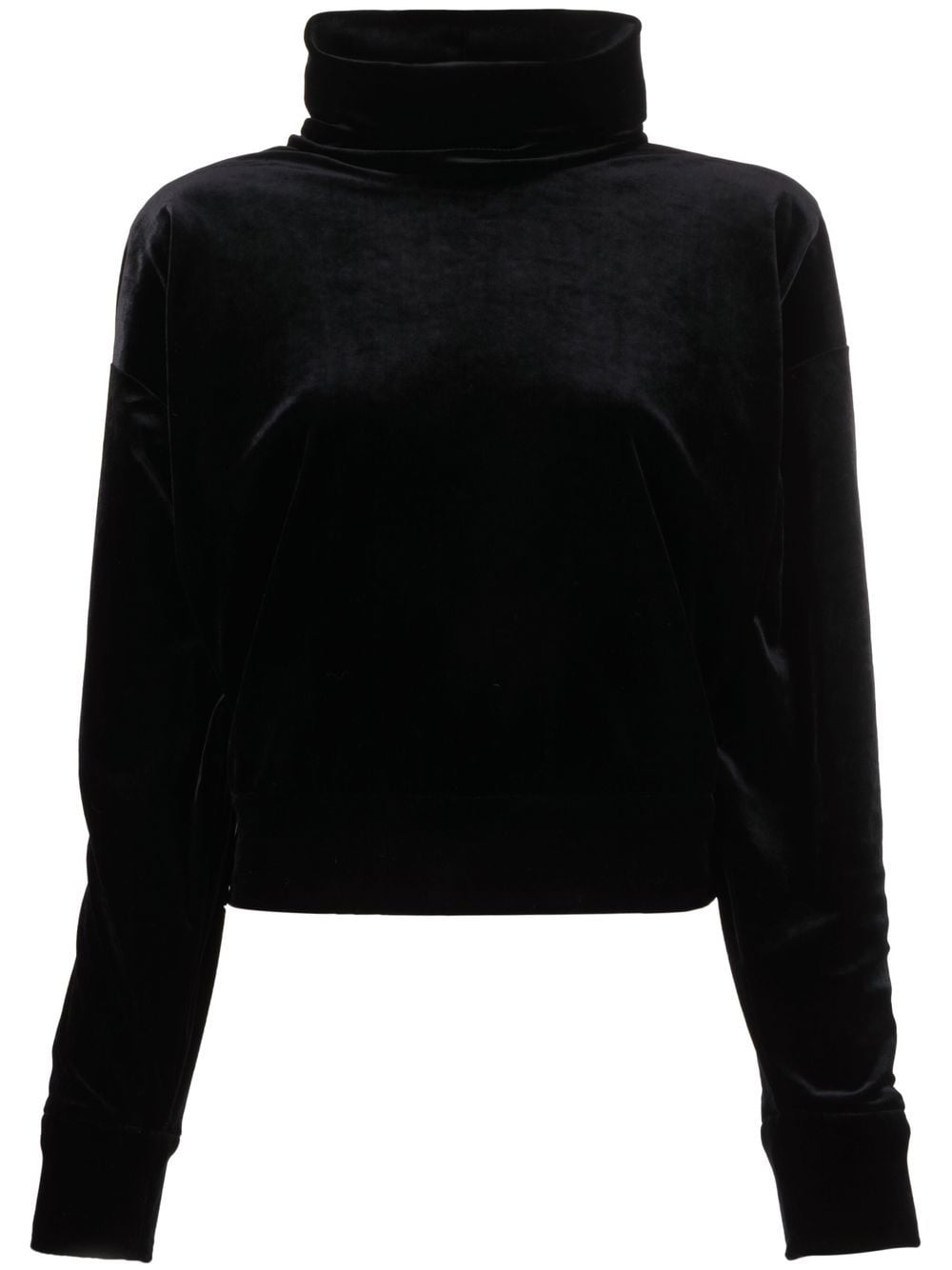 Saint Laurent Funnel-neck Velvet Top In Black